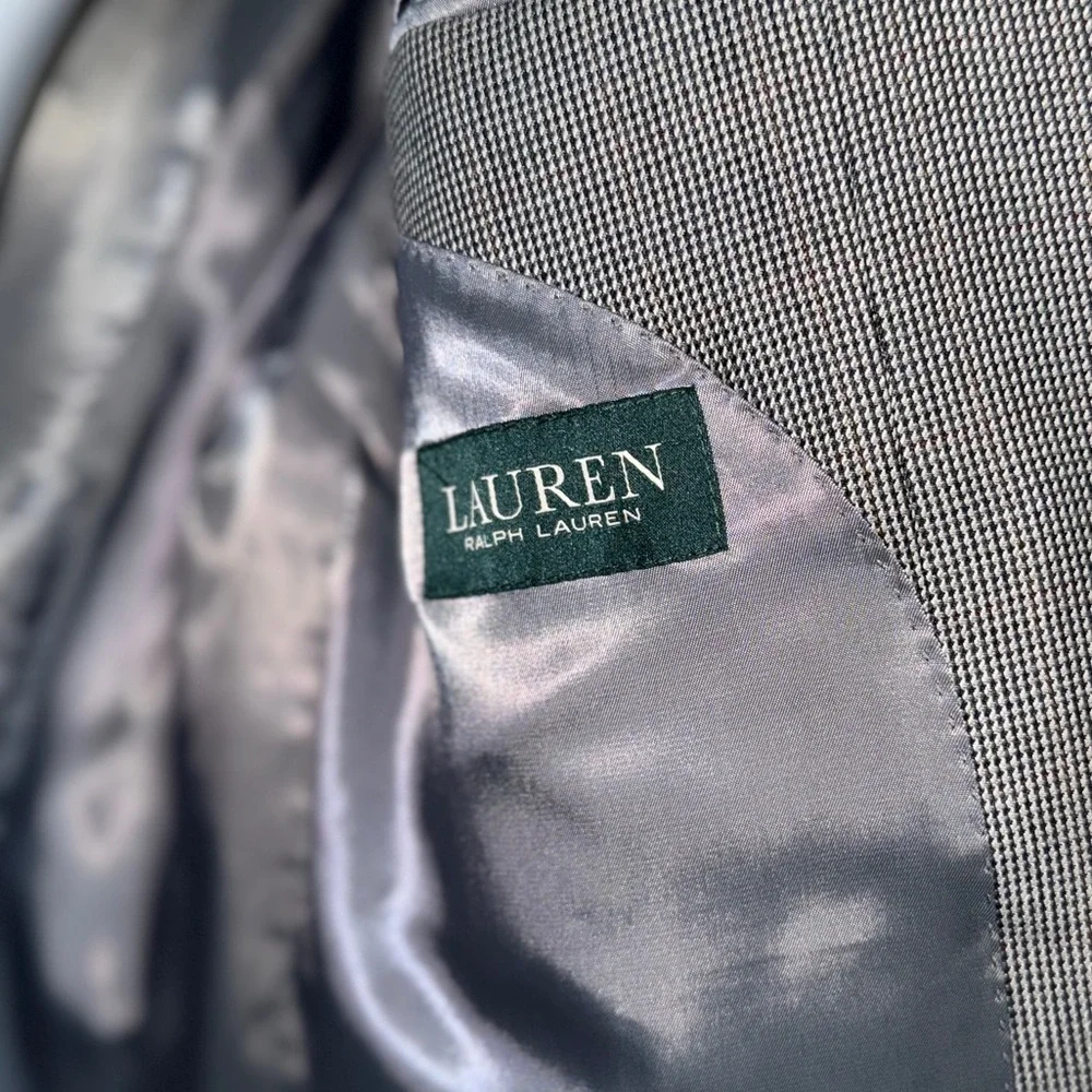 Lauren Ralph Lauren Men’s 48R Blazer Gray Micro Houndstooth Two Button Jacket